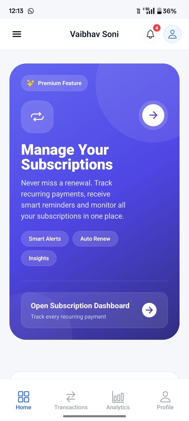FinTrack app screen 5