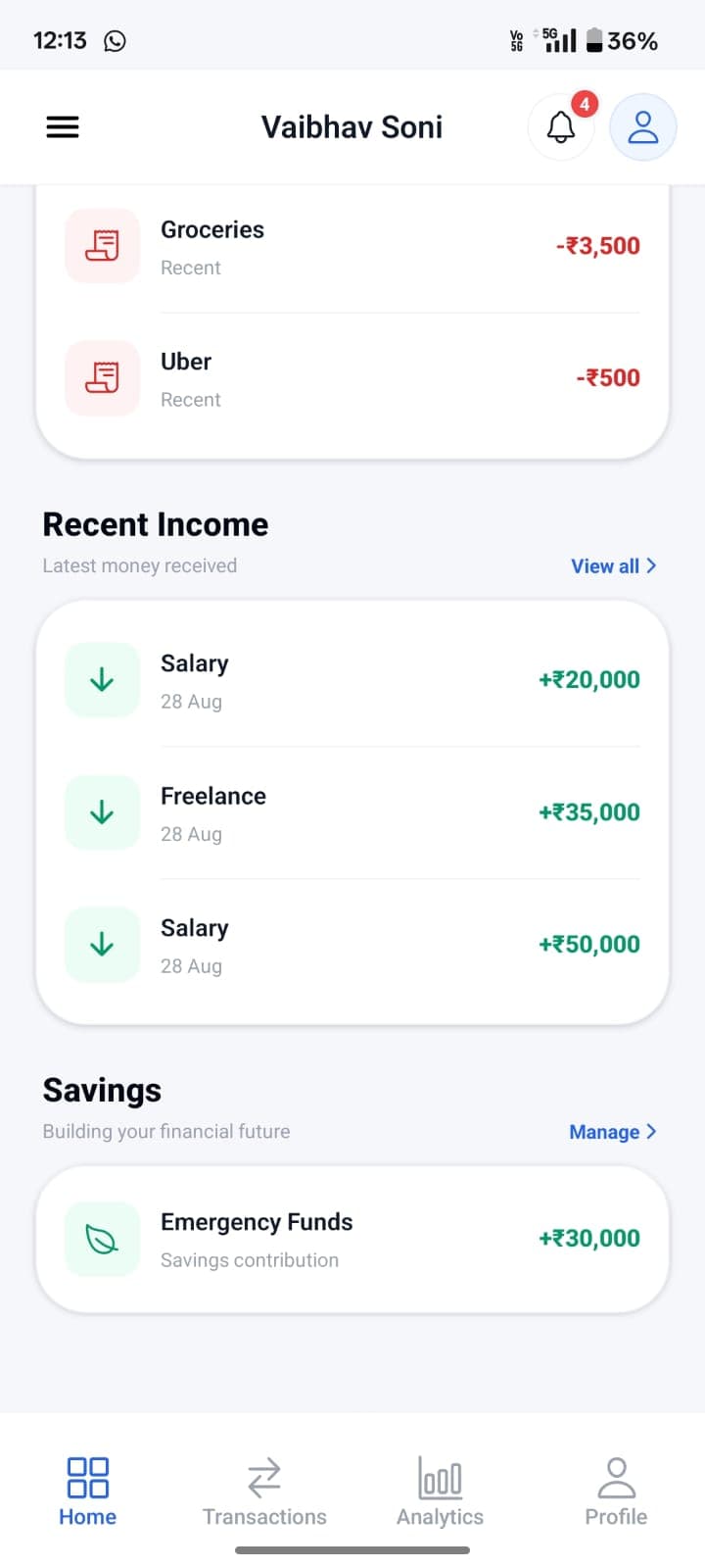 FinTrack app screen 7
