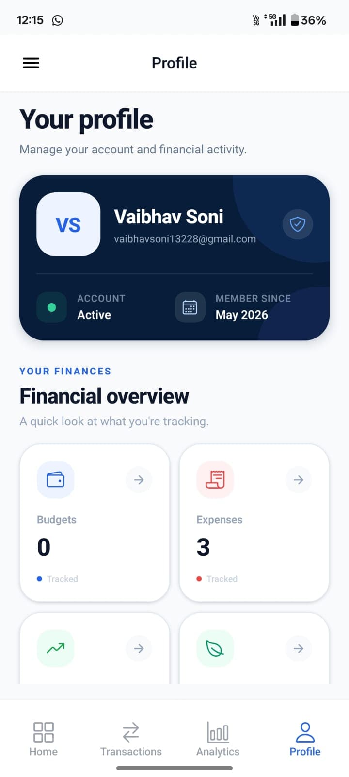 FinTrack personal finance app screenshot 19