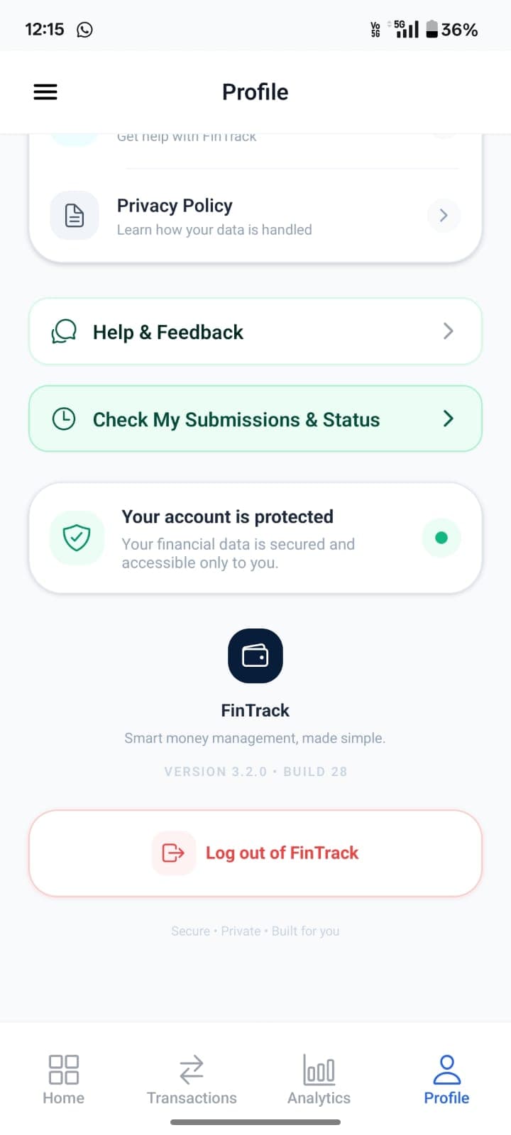 FinTrack personal finance app screenshot 24
