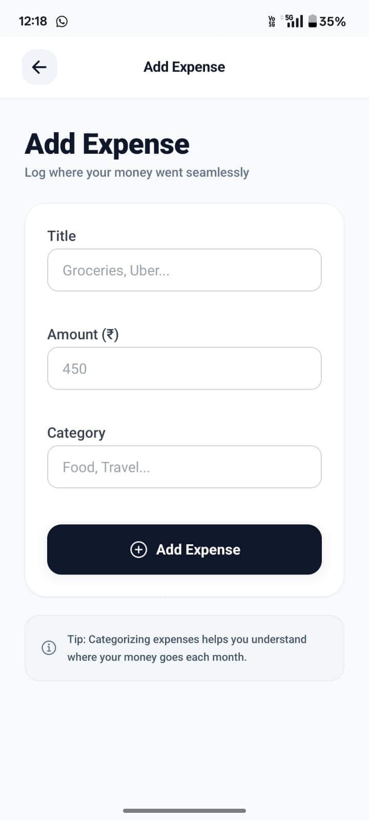 FinTrack personal finance app screenshot 42