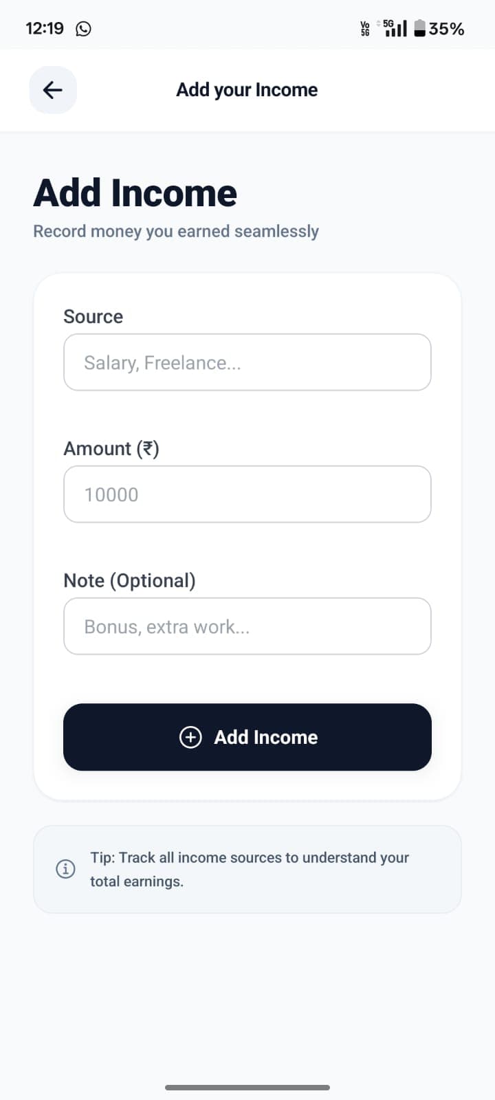 FinTrack personal finance app screenshot 47