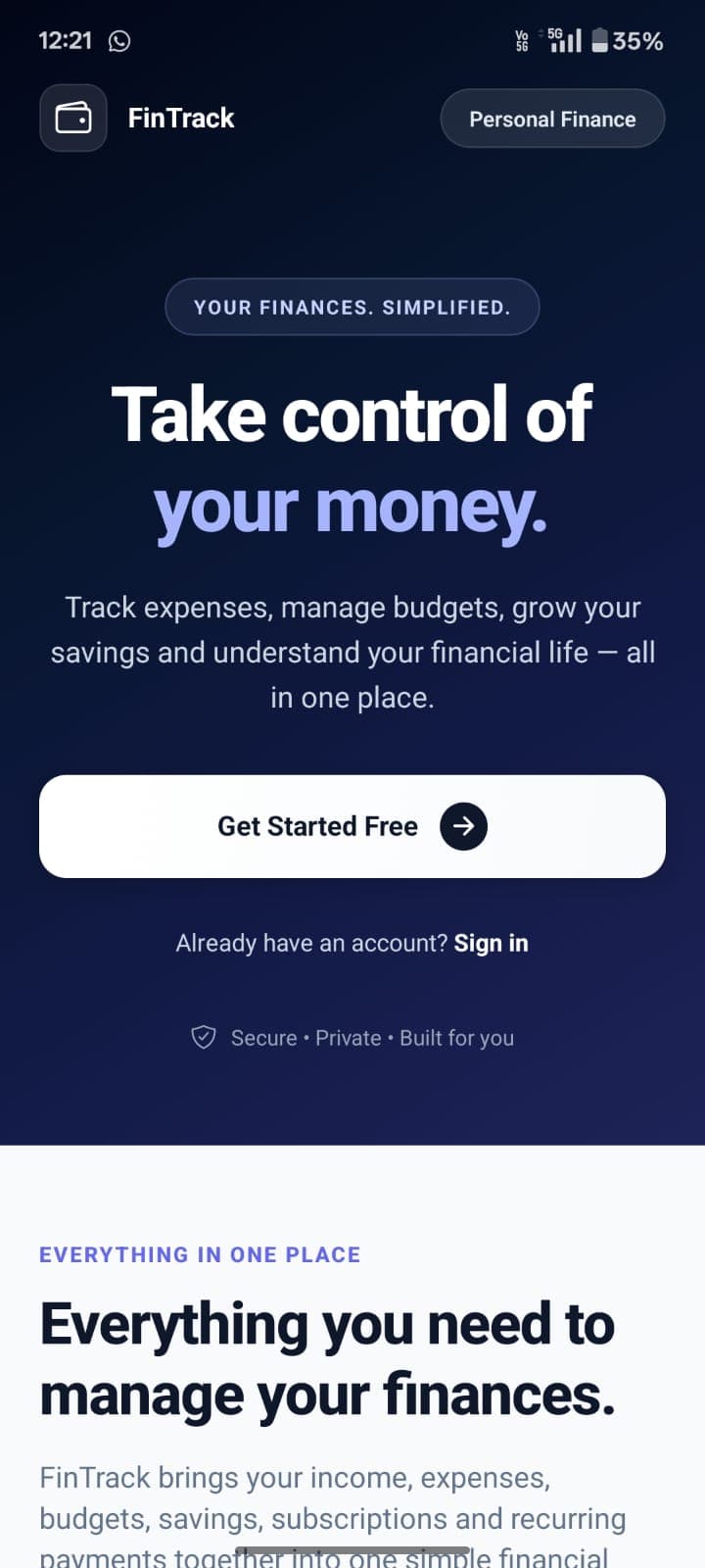 FinTrack personal finance app screenshot 63