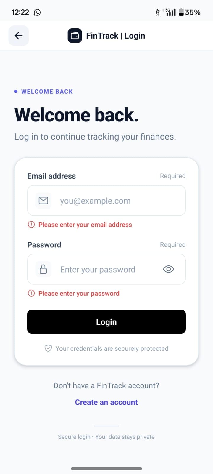 FinTrack personal finance app screenshot 69