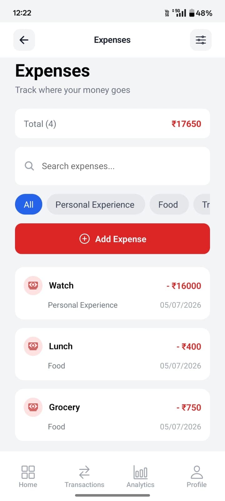 FinTrack Screenshot