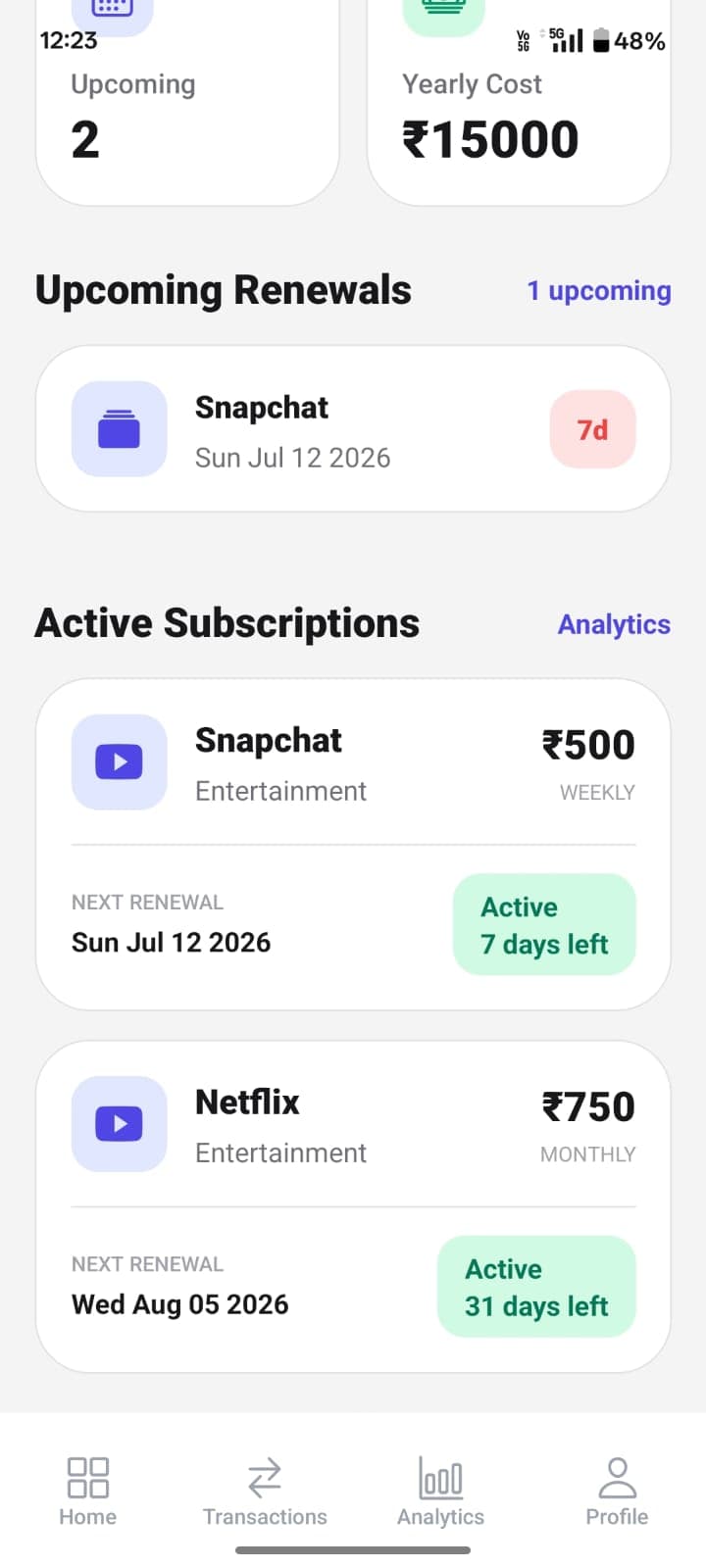 FinTrack Screenshot