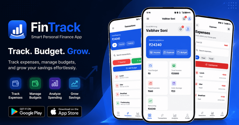 FinTrack personal finance mobile app