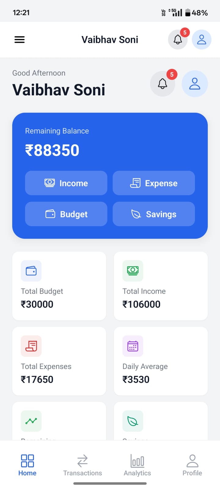 FinTrack Dashboard